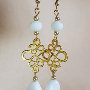 Náušnice visiace bielo-zlaté