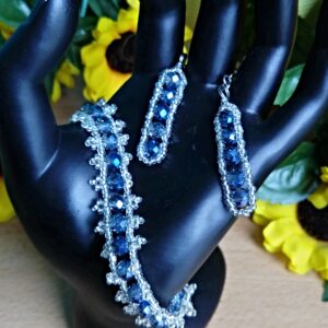 Strieborný náramok s náušnicami