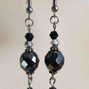 Čierno-strieborné náušnice