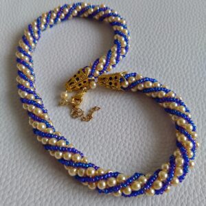 Náhrdelník zlato-modrý